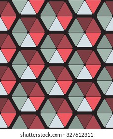 Vector seamless pattern, abstract background with abstract hexagon shapes in 3D style and colors with light effect, colorful honeycomb texture