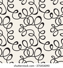 Vector seamless pattern. Abstract background with linear doodles. Repeating texture with carnival streamers.