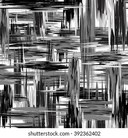 Vector seamless pattern. Abstract background with brush strokes. Monochrome hand made texture. Artistic tileable theme in trendy color 