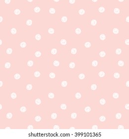 Vector seamless pattern. Abstract background with round brush strokes. Monochrome hand drawn texture. Stylish polka dot
