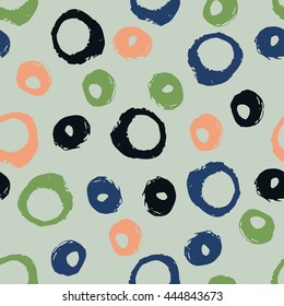 Vector seamless pattern. Abstract background with rounds from brush strokes. Hand drawn texture. Artistic tileable theme