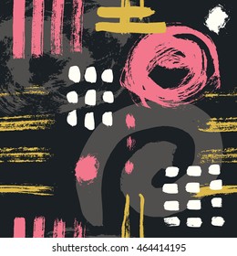 Vector seamless pattern. Abstract background with brush strokes. hand drawn texture. Modern Textured Brush Stroke . Dry Brush Stroke