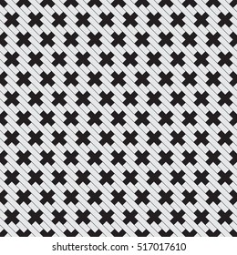 Vector seamless pattern. Abstract background with hipster symbol of hugs. Monochrome cute print. Trendy monochrome texture. Black crosses or pluses. Trendy graphic design.Trendy graphic design.