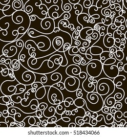 Vector seamless pattern. Abstract background with linear doodles. Repeating texture. black and white
