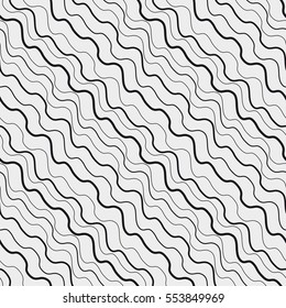 Vector seamless pattern. Vector abstract background. Diagonal wavy stripes.