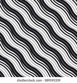 Vector seamless pattern. Vector abstract background. Diagonal wavy stripes.
