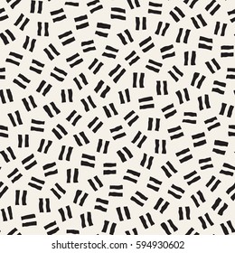 Vector Seamless Pattern. Abstract Background With Scattered Geometric Shapes. Monochrome Hand Drawn Texture