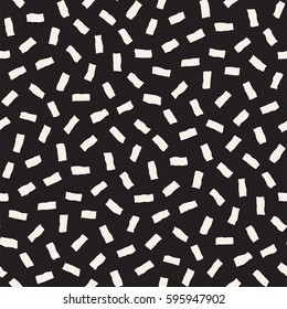 Vector Seamless Pattern. Abstract Background With Scattered Geometric Shapes. Monochrome Hand Drawn Texture