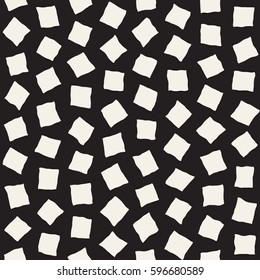 Vector Seamless Pattern. Abstract Background With Scattered Geometric Shapes. Monochrome Hand Drawn Texture