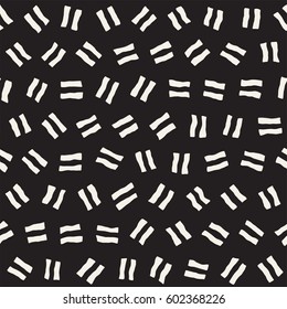 Vector Seamless Pattern. Abstract Background With Scattered Geometric Shapes. Monochrome Hand Drawn Texture