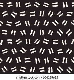 Vector Seamless Pattern. Abstract Background With Scattered Geometric Shapes. Monochrome Hand Drawn Texture