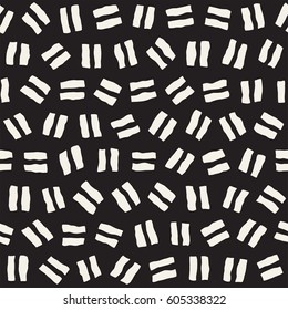 Vector Seamless Pattern. Abstract Background With Scattered Geometric Shapes. Monochrome Hand Drawn Texture