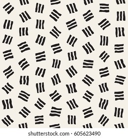 Vector Seamless Pattern. Abstract Background With Scattered Geometric Shapes. Monochrome Hand Drawn Texture