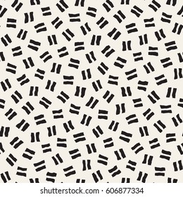 Vector Seamless Pattern. Abstract Background With Scattered Geometric Shapes. Monochrome Hand Drawn Texture
