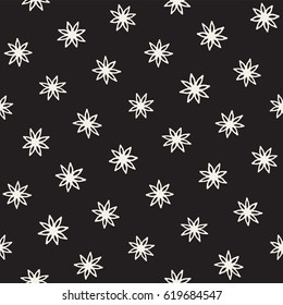 Vector seamless pattern. Abstract background with floral brush strokes. Monochrome hand drawn texture