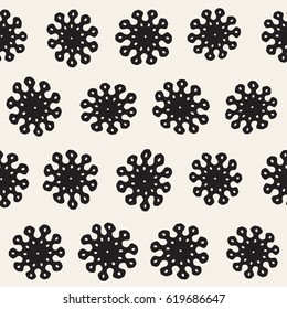 Vector seamless pattern. Abstract background with floral brush strokes. Monochrome hand drawn texture