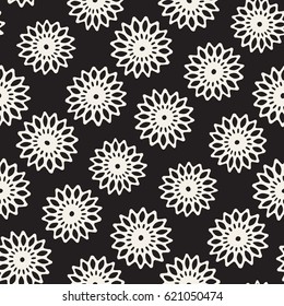 Vector seamless pattern. Abstract background with floral brush strokes. Monochrome hand drawn texture