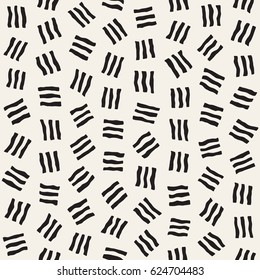 Vector Seamless Pattern. Abstract Background With Scattered Geometric Shapes. Monochrome Hand Drawn Texture
