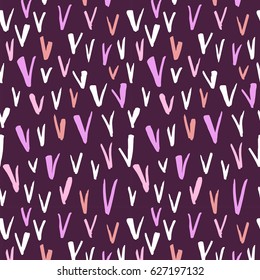 Vector seamless pattern. Abstract background with V-shape brush strokes. Hand drawn texture zig zag. Geometrical hand drawn background.