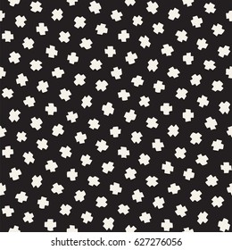Vector Seamless Pattern. Abstract Background With Scattered Geometric Shapes. Monochrome Hand Drawn Texture