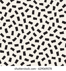 Vector Seamless Pattern. Abstract Background With Scattered Geometric Shapes. Monochrome Hand Drawn Texture