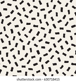 Vector Seamless Pattern. Abstract Background With Scattered Geometric Shapes. Monochrome Hand Drawn Texture