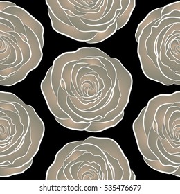 Vector seamless pattern of abstract beige roses. Vintage Watercolor Roses (hand drawn).