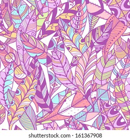 vector seamless pattern with abstract birds feathers