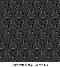 Vector seamless pattern. Abstract black and grey rings on dark background