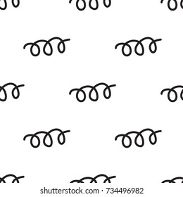 Vector seamless pattern abstract black doodle flourish on white background