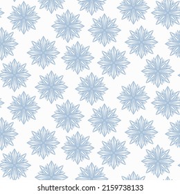 Vector seamless pattern with abstract blue floral shapes. Print for fabric, clothing, notebooks, scrapbooking, wrapping paper