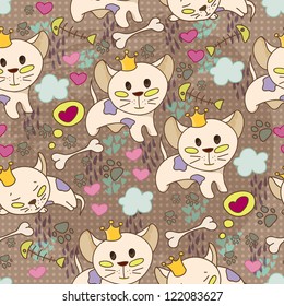 vector seamless pattern with abstract cats for your design