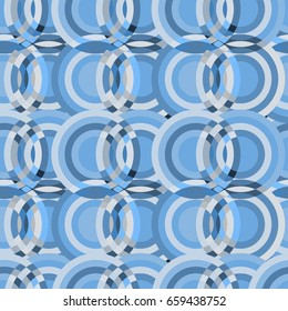 Vector seamless pattern with abstract circles in blue colors