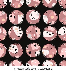 Vector seamless pattern with abstract circles. Stone textures. Trendy geometric design for paper, cover, fabric, interior decor and other users.