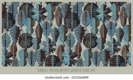 Vector Seamless pattern of abstract color foliags shape art.
