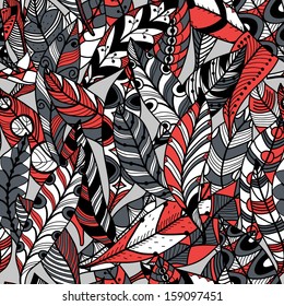 vector seamless pattern with abstract colorful feathers