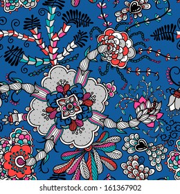 vector seamless pattern with abstract colorful floral elements