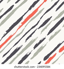 Vector seamless pattern. Abstract colorful background with brush strokes. Striped hand drawn texture. Diagonal stripes in contrast colors. Cute pattern from brush strokes. Artistic tileable theme