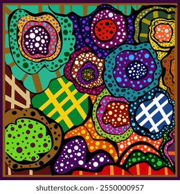 Vector seamless pattern with an abstract combination of polka dot patterns with striped patterns. Vector illustrasion. Perfect for wallpaper.