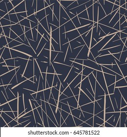 Vector Seamless Pattern. Abstract Cracks Texture. Monochrome Background. Effect Scratches, Creases, Tree Bark. Broken Tiles, Barbed Wire. Hand Drawn Brushstrokes.