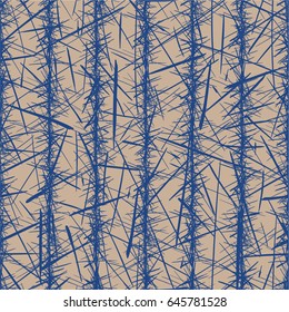 Vector seamless pattern. Abstract cracks texture. Monochrome background. Effect scratches, creases, tree bark. Broken tiles, barbed wire. Hand drawn brushstrokes.