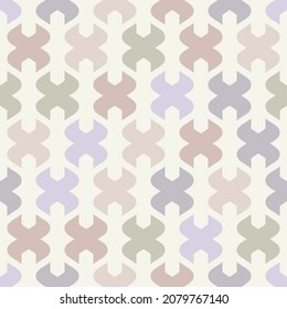 Vector seamless pattern with abstract curved shapes. Colorful geometric texture. Simple background in soft pastel colors, beige, rose, lilac, green and white. Repeat design for tileable print, fabric