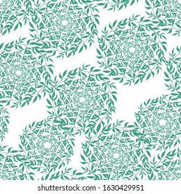 Vector seamless pattern with abstract decorative leaves on a white background