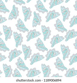 Vector seamless pattern, abstract design. Colored shell on white background, perfect for fabric, wallpaper, texture, textile, print, paper and more