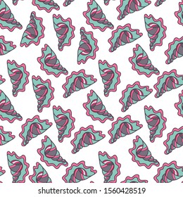 Vector seamless pattern, abstract design. Colored shell on white background, perfect for fabric, wallpaper, texture, textile, print, paper and more