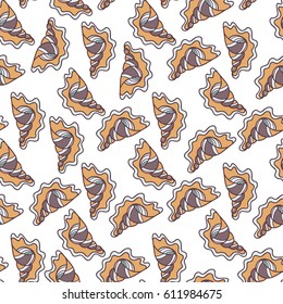 Vector seamless pattern, abstract design. Colored shell on white background, perfect for fabric, wallpaper, texture, textile, print, paper and more