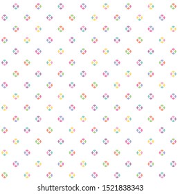 vector seamless pattern abstract dot colorful kawaii style isolated on white background
