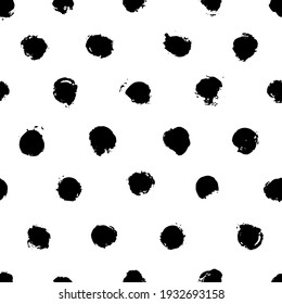 Vector seamless pattern with abstract dots. Hand drawn style. Simple design for fabric, wrapping, stationery, wallpaper, textile.