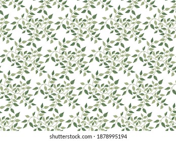 Vector seamless pattern. Abstract drawing with plant elements on a white background. Vivid colors in pictures. Hand drawn. Use for printing prints on fabrics, wallpapers and more.