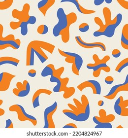 Vector seamless pattern with abstract elements . Trendy organic shape background for social media, invitation, web.